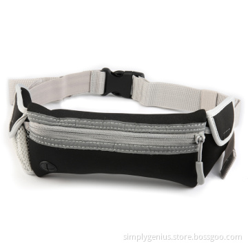 elastic no bounce big zipper pockets running sport waist belt pack with water bottle holder